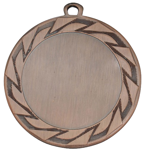 Medal brązowy DI7008.03 – okrągły medal z ozdobnym wieńcem laurowym wokół obrzeża, wykonany z metalu. Miejsce na emblemat z przodu oraz pole na grawer z tyłu. Idealny na trzecie miejsce, zawody sportowe i uroczystości.