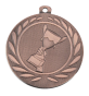 Medal brązowy DI5000.A.03 – metalowy medal śr. 50 mm z wytłoczonym pucharem w wieńcu laurowym. Pole na grawer śr. 46 mm z tyłu. Idealny na trzecie miejsce, zawody sportowe i turnieje.