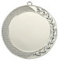 Medal srebrny D58.02 – elegancki okrągły medal z gałązką laurową i ozdobną teksturą na obrzeżu, wykonany z zamaku. Miejsce na emblemat z przodu oraz pole na grawer z tyłu. Idealny na drugie miejsce, zawody sportowe i uroczystości.