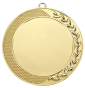 Medal złoty D58.01 – elegancki okrągły medal z gałązką laurową i ozdobną teksturą na obrzeżu, wykonany z zamaku. Miejsce na emblemat z przodu oraz pole na grawer z tyłu. Idealny na pierwsze miejsce, zawody sportowe i uroczystości.