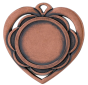 Medal brązowy serce D87.03 – metalowy medal w kształcie serca, śr. 50 mm, wykonany z zamaku. Miejsce na emblemat śr. 25 mm z przodu oraz pole na grawer śr. 33 mm z tyłu. Idealny na trzecie miejsce, zawody sportowe i uroczystości.