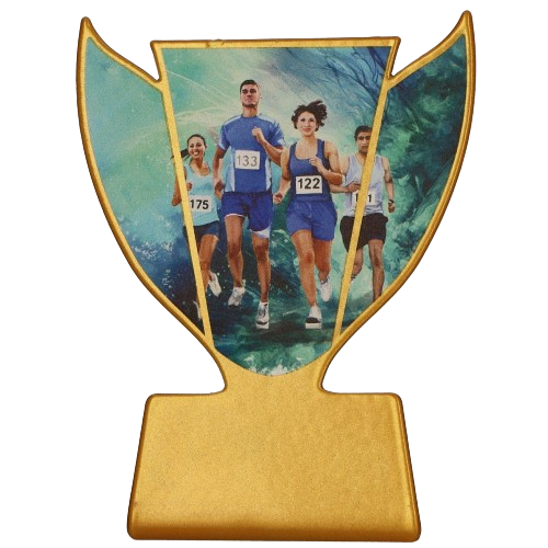 Statuetka metalowa SL-RUN z kolorowym motywem biegaczy na trasie. Nowoczesny design i złote wykończenie podkreślają sportowy charakter nagrody. Idealna na zawody biegowe, biegi uliczne oraz wyróżnienia dla uczestników i zwycięzców.