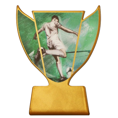 Statuetka metalowa Piłkarz – Slim Line (SL-SOC2) Metalowa statuetka Slim Line z postacią piłkarza w akcji, wysokość 10 cm.. Idealna na turnieje szkolne i ligowe. Personalizacja: tabliczka z nadrukiem.