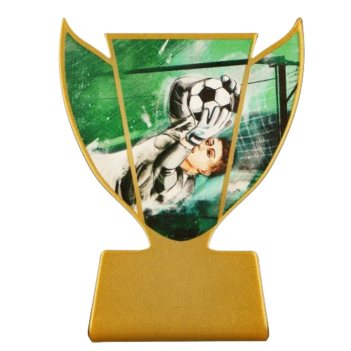 Statuetka metalowa Slim Line Golkiper SL-SOC3 – nowoczesna nagroda dla najlepszego bramkarza. Dynamiczna grafika interwencji, eleganckie złote wykończenie. Tabliczka z nadrukiem do personalizacji.