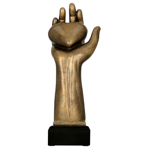 Statuetka odlewana RFST3040 Dłoń z Sercem w brązowym wykończeniu to symboliczna nagroda na podziękowania, wyróżnienia i jubileusze. Wyrazista forma podkreśla przekaz statuetki. Miejsce na tabliczkę z nadrukiem.