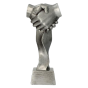 Statuetka odlewana RFST3019/S Współpraca w srebrnym wykończeniu to elegancka nagroda na podziękowania, jubileusze i wyróżnienia biznesowe. Motyw uścisku dłoni podkreśla partnerstwo oraz zaufanie. Miejsce na tabliczkę z nadrukiem.